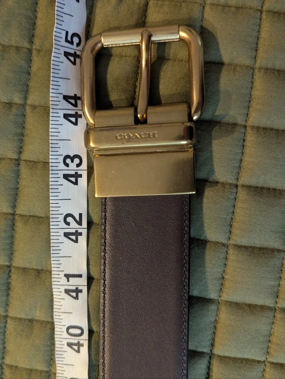 NWOT COACH Men's Classic Reversible Leather Belt with Gold Tone Buckle
